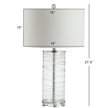 Cole 27.5" Modern Fused Glass Cylinder LED Table Lamp - JONATHAN Y